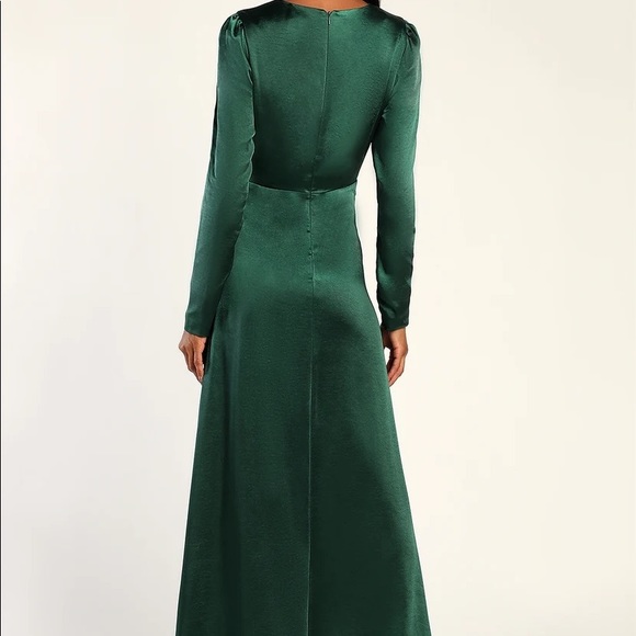 Lulus emerald green satin long sleeve maxi dress - Picture 3 of 3